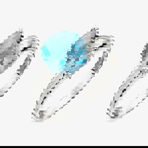 T. H. Baker Sterling Silver Cushion Cut Blue Topaz Solitaire Ring R3717T