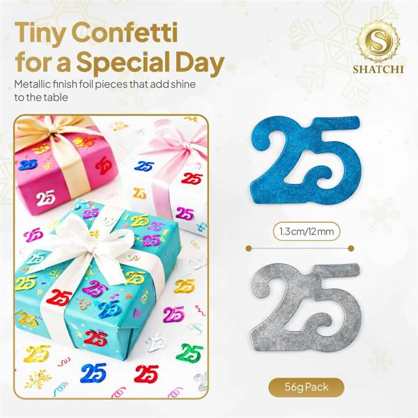 25th Birthday Multicolour Foil Metallic Confetti Party Decoration Packs, 1, 2 or 4 Pack image 1