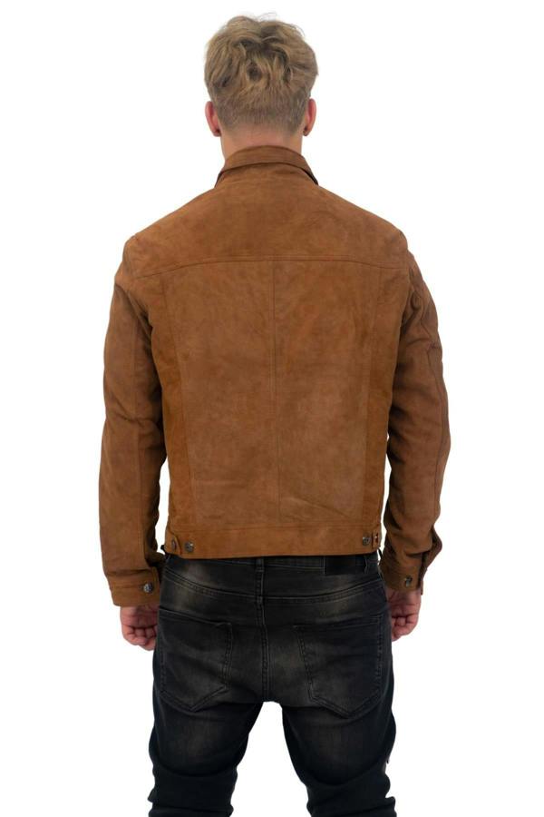 Infinity Leather Mens Goat Suede Leather Jeans Jacket-Adelaide