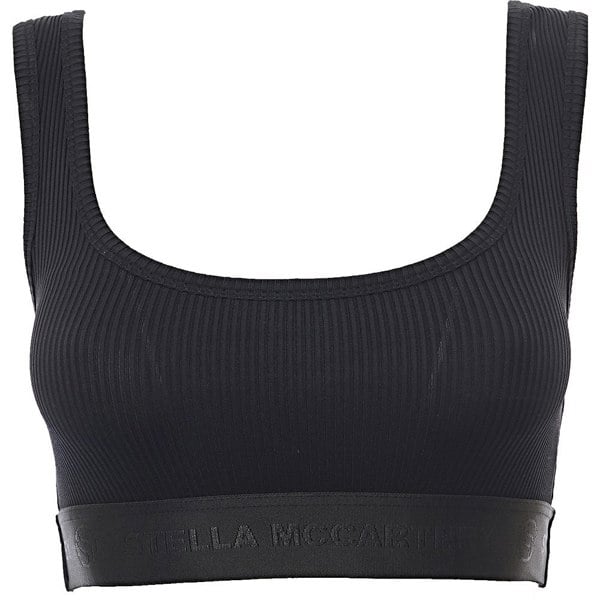 Stella Mccartney Womens S-Wave Technical Rib Q-Nova Cropped Top in Black