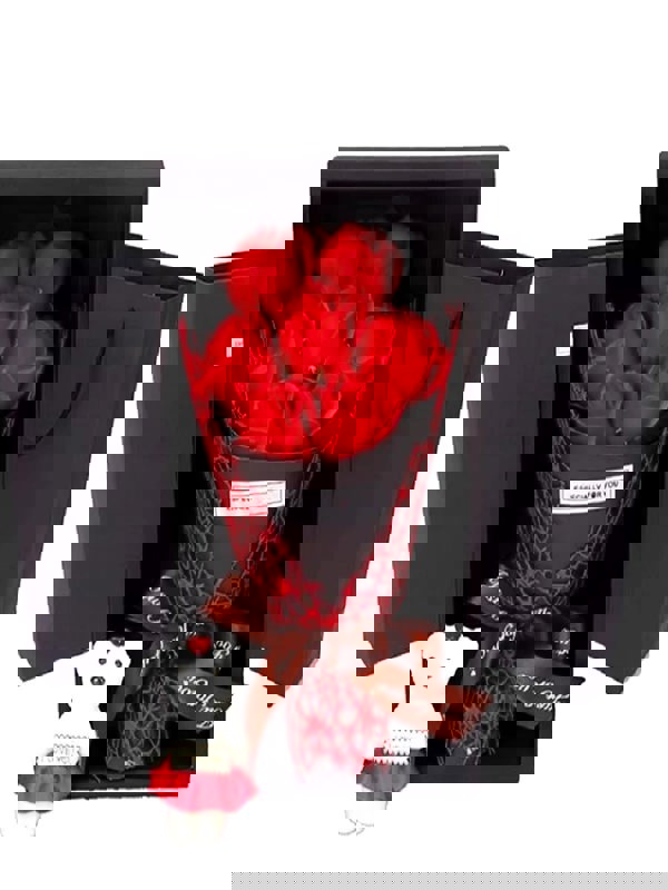 Valentine's Day Artificial Flowers 7 Rose Bouquet Gift Box Teddy Bear Flower Creative Valentine's Day Gift Home Decor