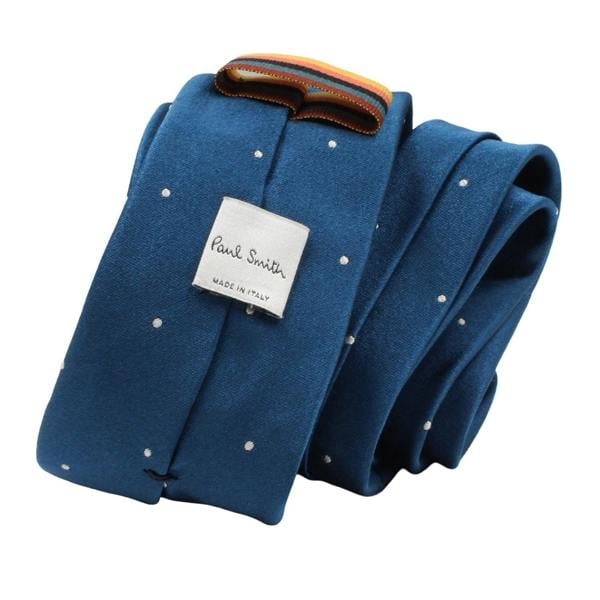 Paul Smith narrow silk satin tie in a dot pattern