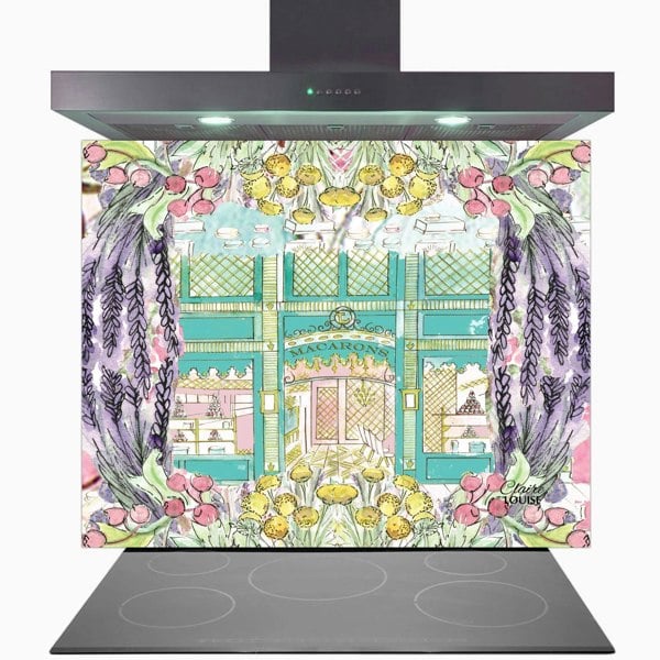 Claire Louise - Designer Laduree In Full Bloom Glass Kitchen Splashback