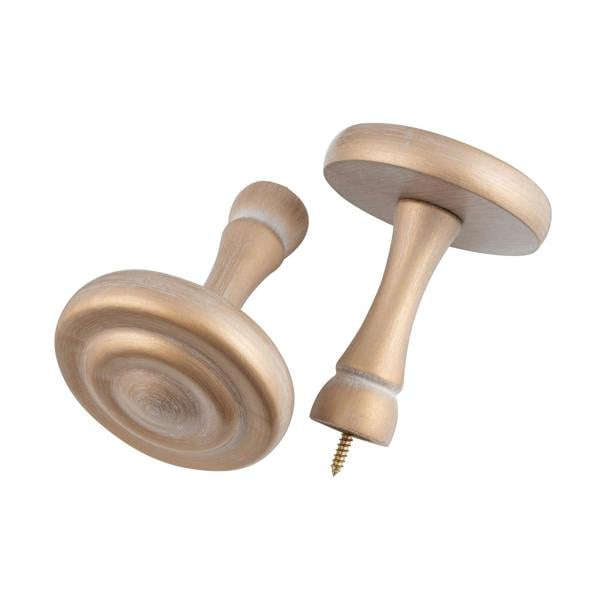 A.Unique Home Ribbed Wooden Curtain Pole with Rings and Fittings, In a Variety of Colours and Sizes (35mm) (Holdbacks, Light Bronze)