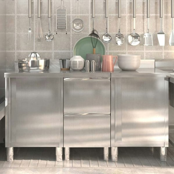 Berkfield Commercial Kitchen Cabinets 3 pcs Stainless Steel