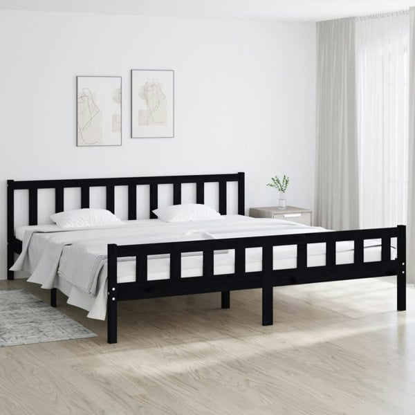 Berkfield Bed Frame Black Solid Wood 200x200 cm