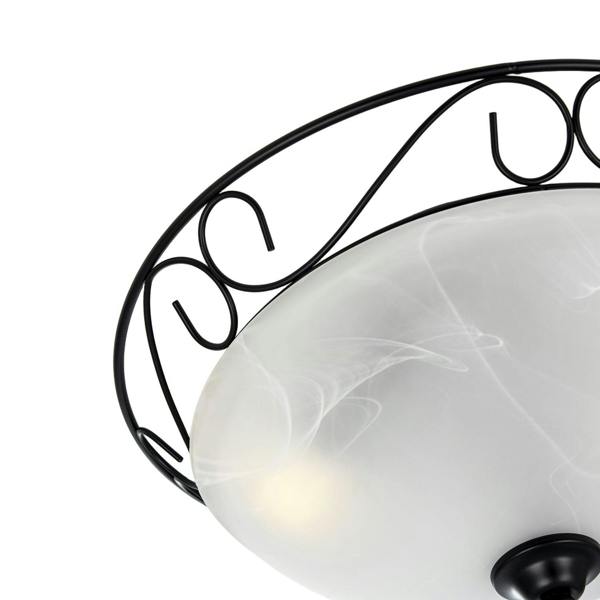 Traditional Matte Black Flush Ceiling Light with Alabaster Glass Image 4