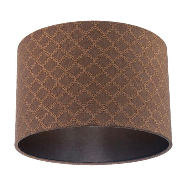 Contemporary Chocolate Brown Woven Lattice Lampshade in Textured Linen Image 4