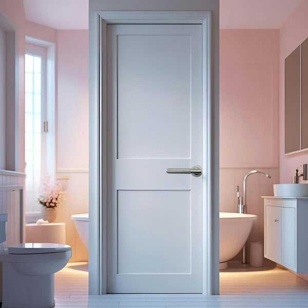 EDH Door Hardware Satin Nickel Knurled Door Handles on Round Rose – Modern Internal Lever Handle