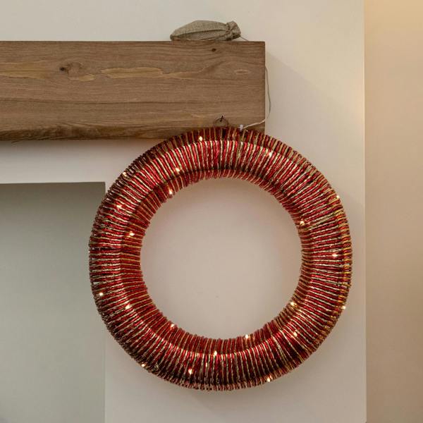 Samuel Alexander 40cm Light Up Christmas Wreath with Warm White LEDs