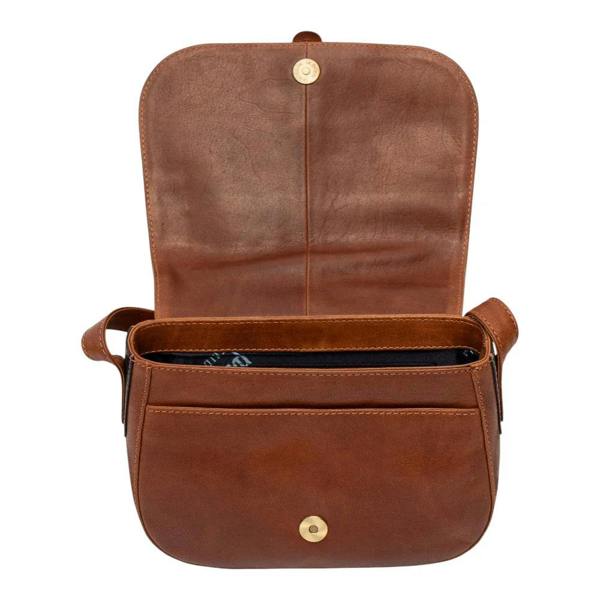 Open view of Tan Leather Shoulder bag