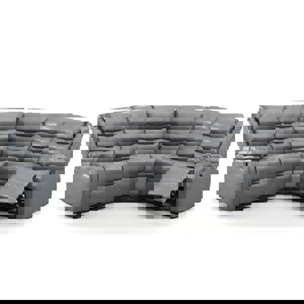 Furnishings For Less Leather 5 Seater Reclining Corner Sofa + Drinks Tray