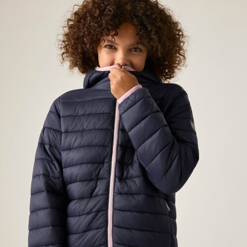 Regatta Kids Marizion Hooded Padded Jacket - Navy/Powder Lilac