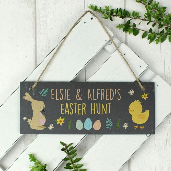Personalised Memento Company Personalised Easter Egg Hunt Slate Hanging Sign