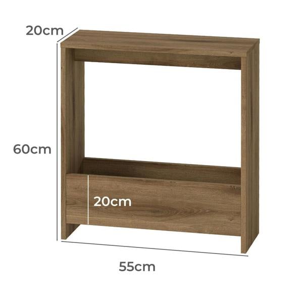 Levede Slim Side Table 2 Tier with Magazine Storage Narrow End Table 55x20x60cm