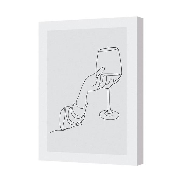 Benjamin Tate Design Contemporary Line Art Canvas Print Hand Holding Wine Glass UK Handmade
