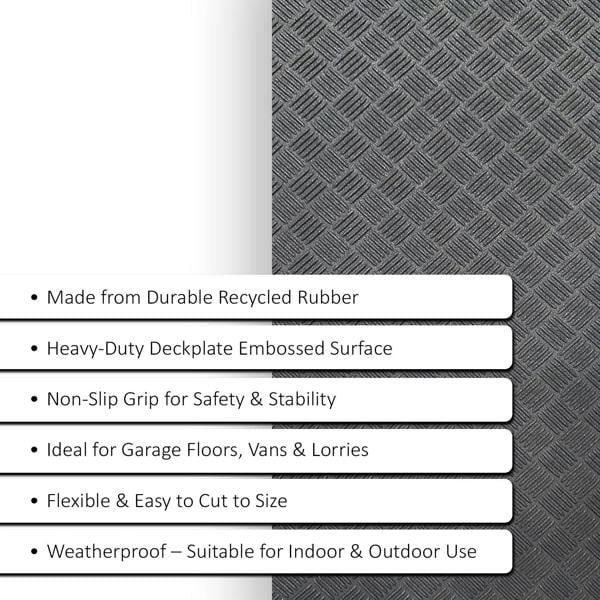Nicoman Non-Slip Recycled Rubber Flooring Rolls - Deckplate Pattern