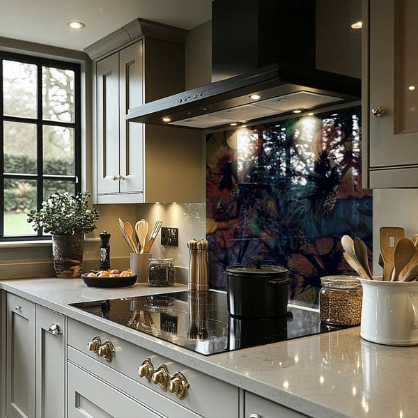 Benjamin Tate Design Grunge Flower Print Splash Back