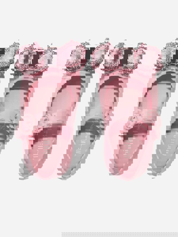 Mini Melissa Girls Mini Sweet Love Bow Jelly Ballerinas in Pink