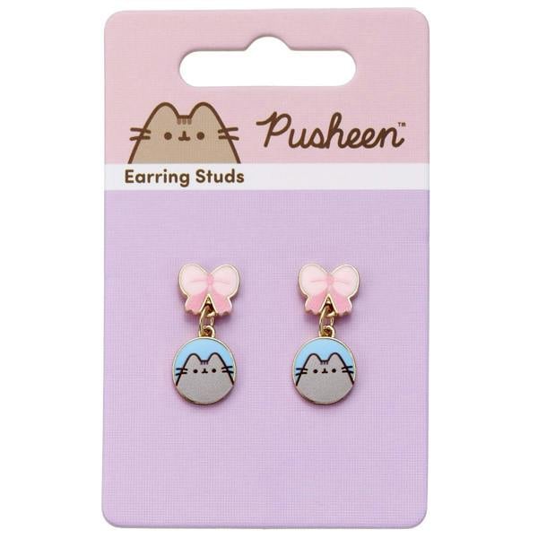 Pusheen the Cat Pink Bows Drop Earrings