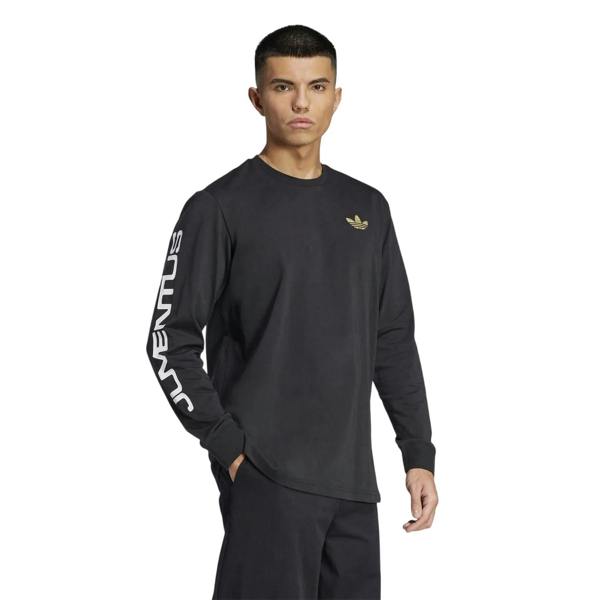 Adidas Mens Juventus Graphic Print Long-Sleeved T-Shirt - Black/Gold - 