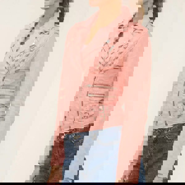 Leather Company Women's Real Lamb Nappa Leather Vintage Biker Jacket