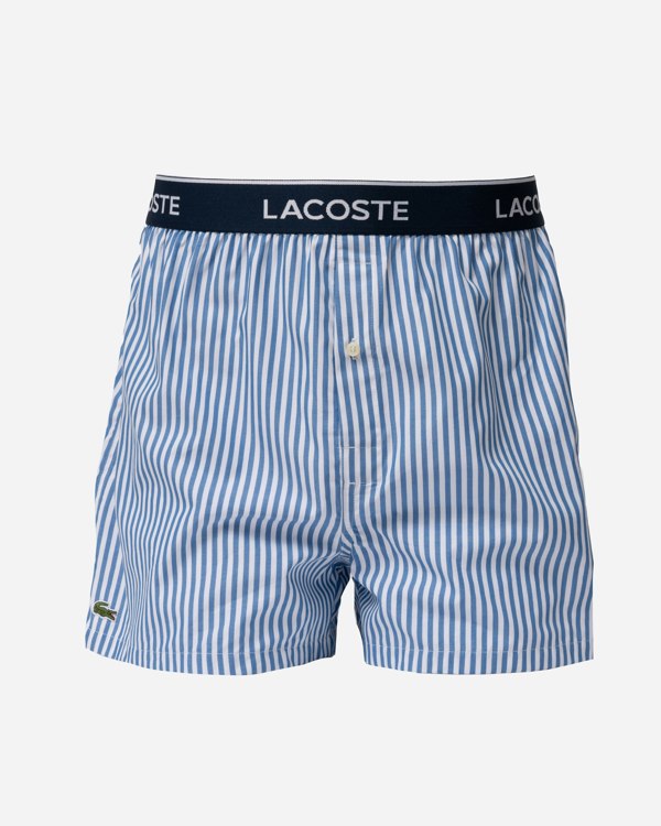 Lacoste 3-Pack Striped Cotton Mens Boxers - Vaporous/Methylene-Navy Blue 8NI - CHO - Designer Mens Underwear