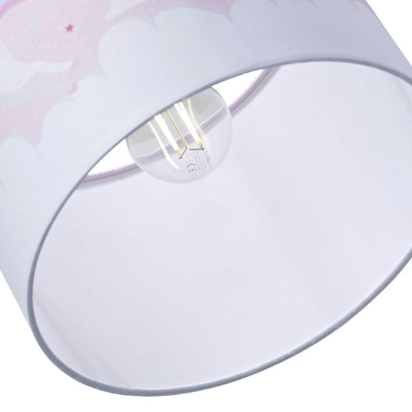 Beautiful Soft Pink Cotton Lampshade with Dancing Unicorns and Clouds Decoration Image 4