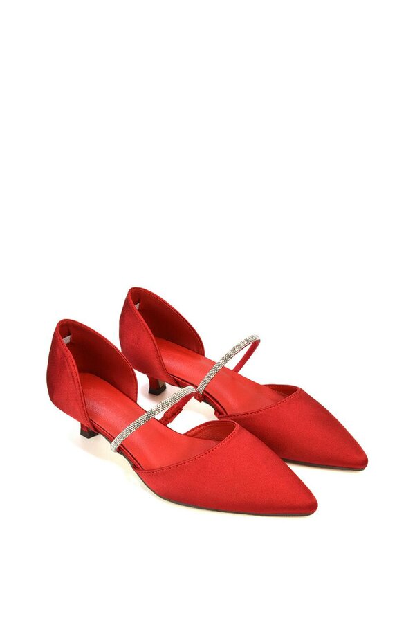 XY LONDON Diamante Strap Kitten Heel Pointed Toe Court Shoes