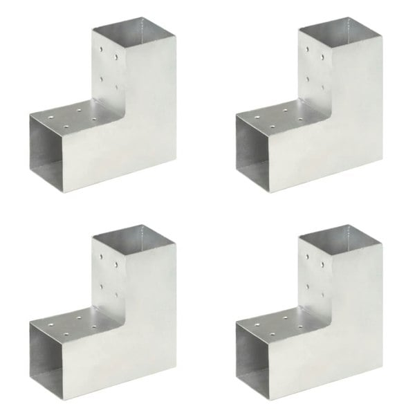 Berkfield Post Connectors 4 pcs L Shape Galvanised Metal 81x81 mm
