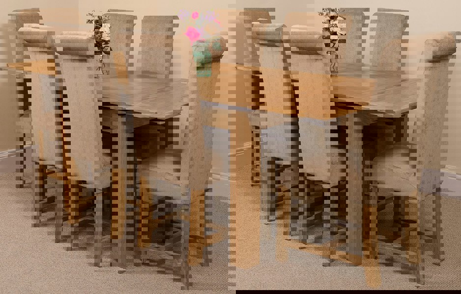 That's Furniture Richmond Medium Oak Extendable Dining Table with Washington Fabric Chairs