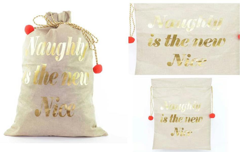 Large Hessian Santa Sack with Naughty Is The New Nice Message for Christmas Gift Storage image 7