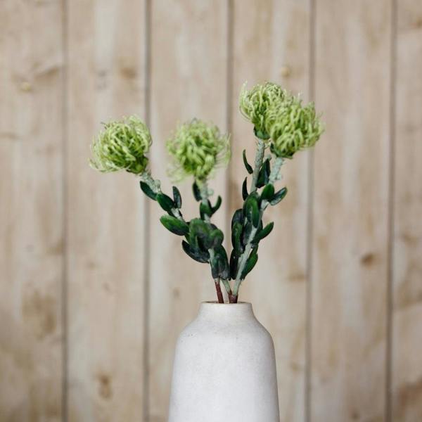 Wyld Haus Set of 3 Artificial Flowers Green Pincushion Protea Sprays