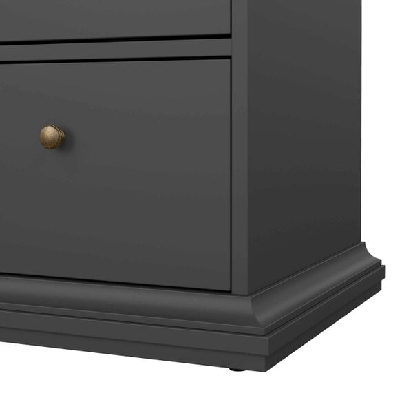 Wyld Haus Osaka Farmhouse Dark Grey Wide Wooden Chest 8 Drawers