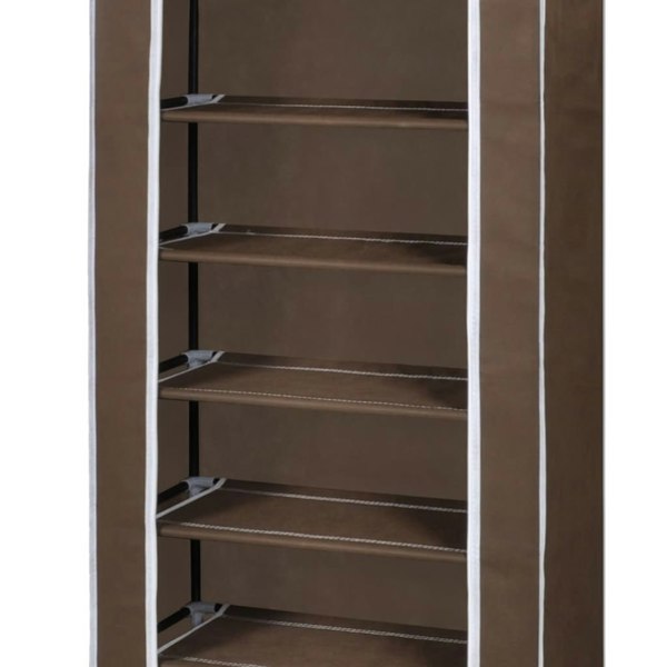 Berkfield Fabric Shoe Cabinet with Cover 162 x 57 x 29 cm Brown