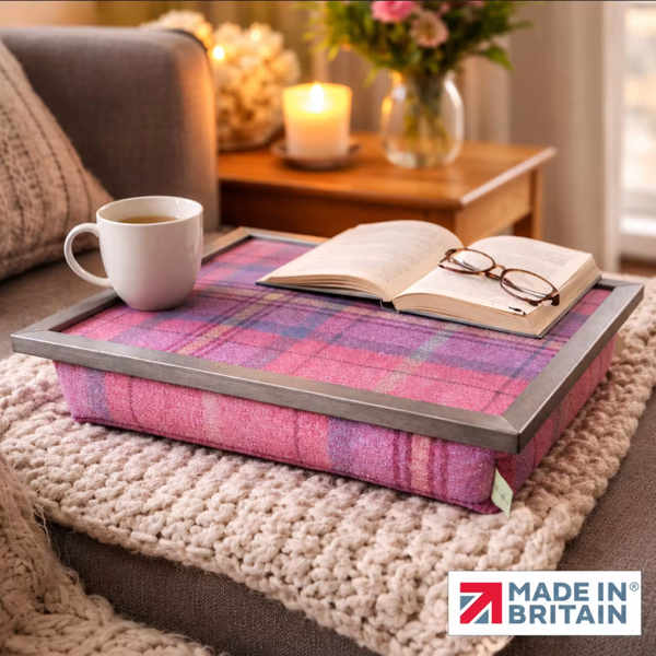 Made in the Mill Luxury Bichon Tweed Lap Tray With Bean Bag