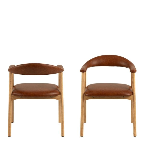 Wyld Haus Set of 2 Melbourne Brown Faux Leather Dining Chair With Armrest