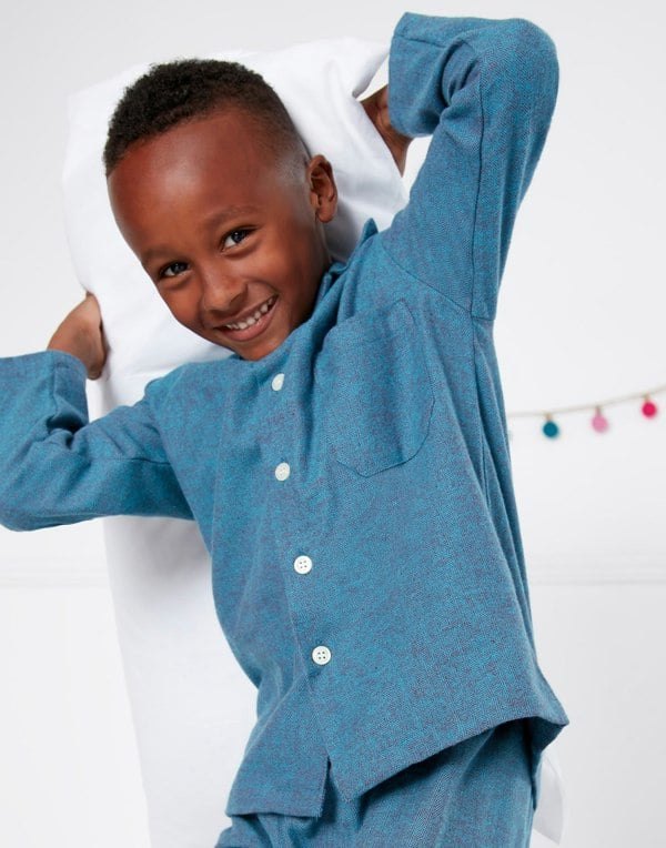 Children's Brushed Cotton Pyjama Set – Stornoway Herringbone - British Boxers