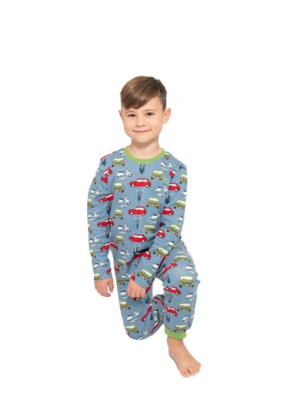 Luca and Rosa Boys pull on pyjamas - car print