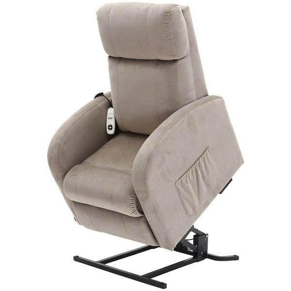 Single Motor Rise and Recline Lounge Chair Pebble Coloured Micro Fibre Material Loops