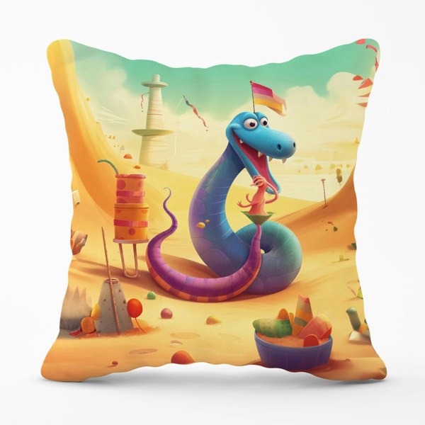 Warren Reed Snake On A Beach Holiday Cushions