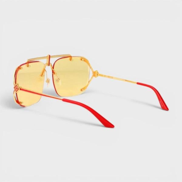 Casablanca Stainless Steel Aviator Yellow Gold Red Enamel