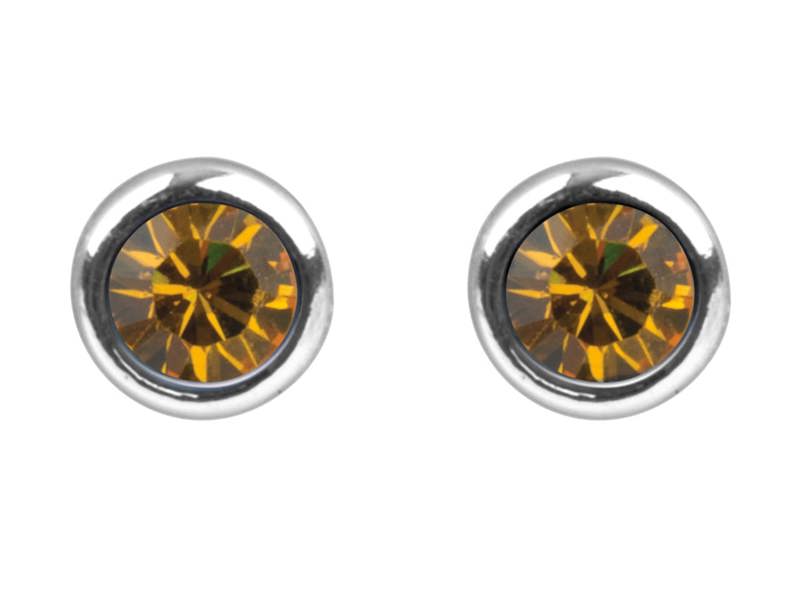 Cooksongold 925 Sterling Silver Crystal Birthstone Stud Earrings, 4mm Round
