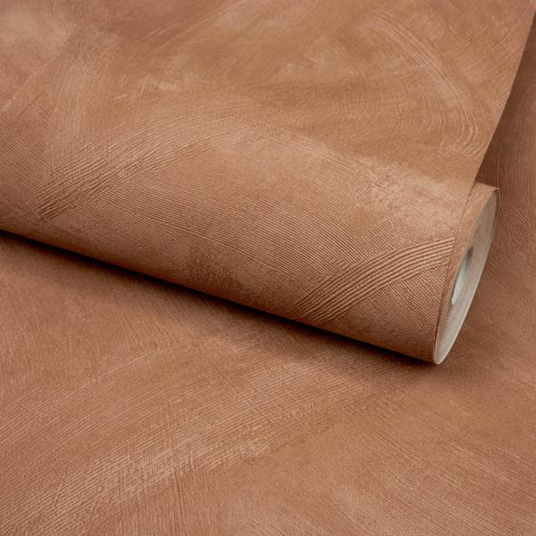 Grandeco Serra Rustic Limewash Chalk Paint Distressed Plaster Effect Textured Wallpaper, Terracotta Clay