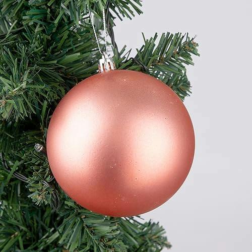 10cm Rose Gold Shatterproof Christmas Baubles, 3 or 6 Pack with Glitter, Matte and Shiny Finishes image 5
