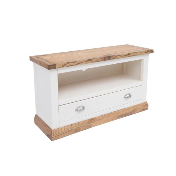 Cabinet Bits Tropea Off White 1 Drawer TV Cabinet Chrome Cup Handle