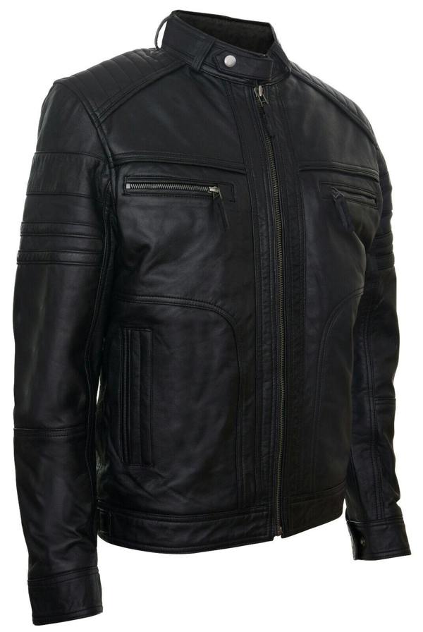 Infinity Leather Mens Classic Leather Racing Biker Jacket