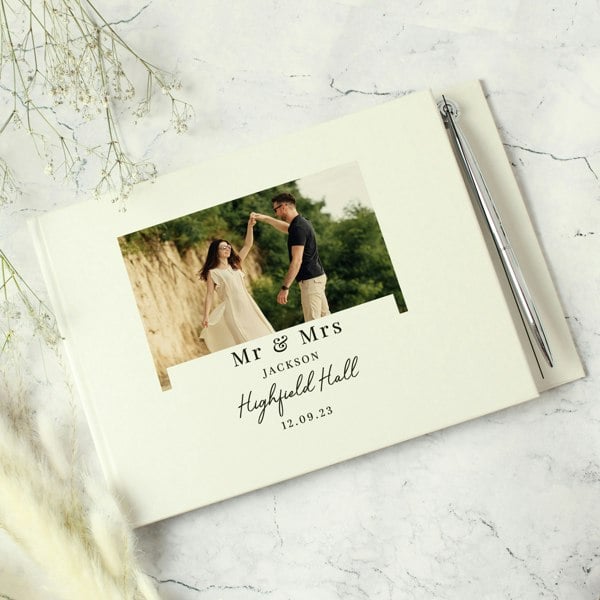 Personalised Memento Company Personalised Photo Upload Hardback Guest Book & Pen