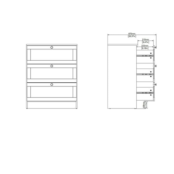 Wyld Haus Cherryfern White Wooden Chest 3 Frame Drawers