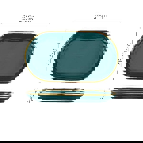 9 Piece Dinner Set, Green And Gold-Weilai Concept-Weilai Concept